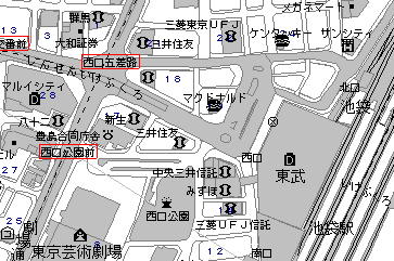 池袋駅西口(©MapFan Web)
