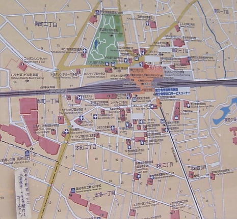 国分寺駅周辺(上が南)
