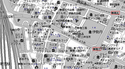 新宿駅東口(©MapFan Web)
