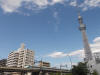 墨田区吾妻橋２丁目と３丁目の間、源森橋からスカイツリーとスペーシアを撮影（2014.5.17）